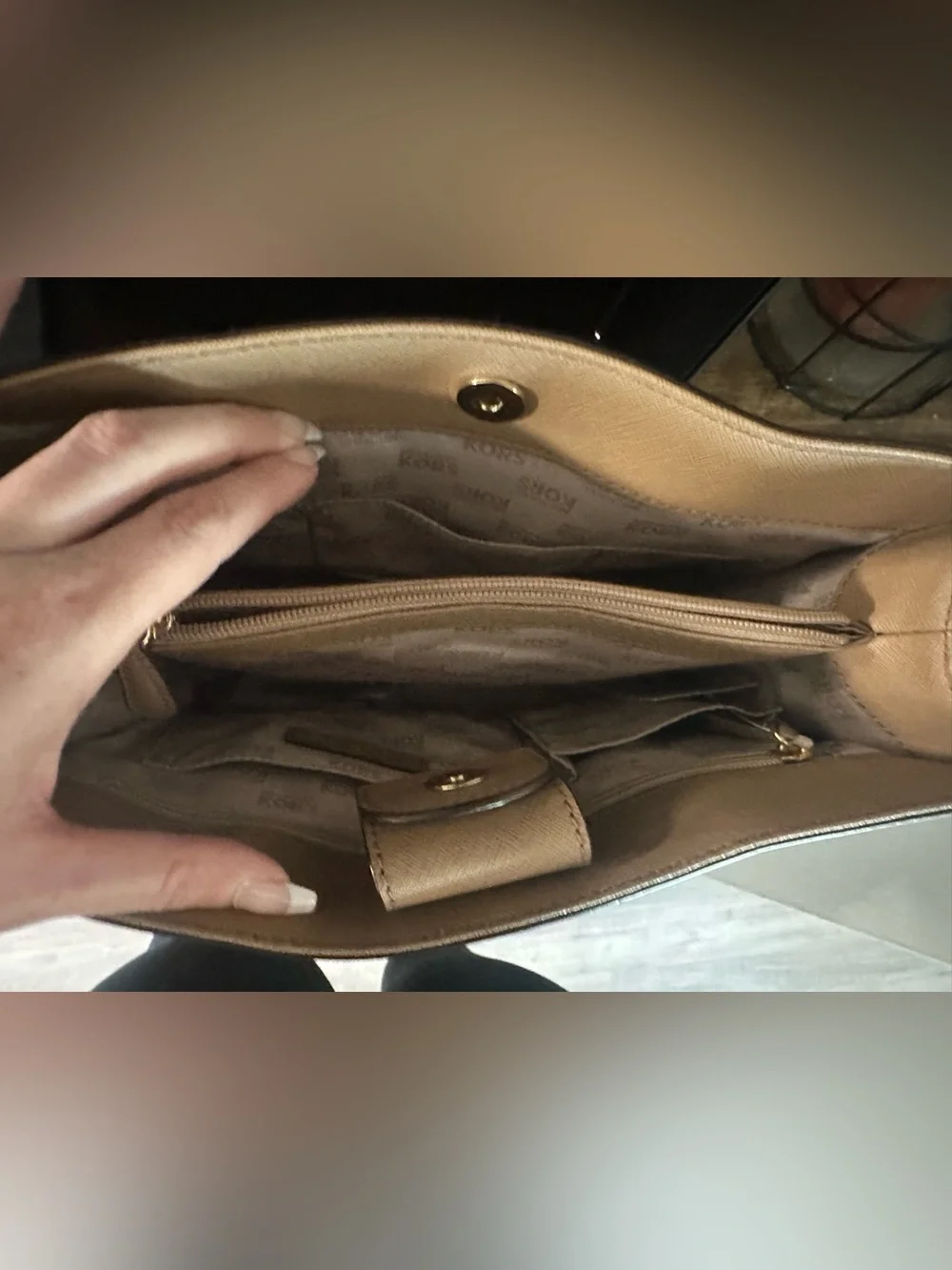 Michael Kors  Leather Satchel with Gold Hardware- DK khaki